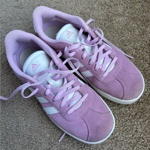 adidas Lilac Suede Women's Casual Sneakers with White Stripes